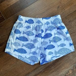NWOT Duffield Lane 6/7 blue fish print shorts